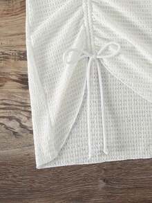 Swim Falda con nudo de unicolor de moda para mujer para playa de verano - Blanco - Ver 4