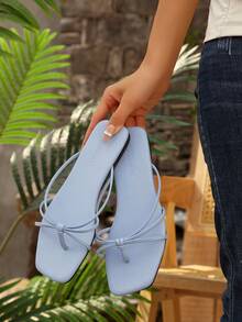 Women's Fashion Slippers - Lightweight, Open-Toe, Flat, Casual Summer Shoes With Comfortable Insole And Adjustable Strap For Easy Walking, Flip Flops - Baby Blue - View 4