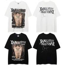 High-Quality Pure Cotton Short-Sleeved T-Shirt From An American Urban Fashion Brand For Men And Women, Loose Fit, Casual Summer Style, European And American Style, Modern And Unique. - 黑色 - 查看 3