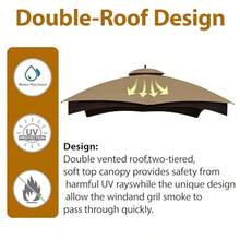 CoastShade - Techo de repuesto para patio, 10 x 12 pulgadas, para cenador Lowe's Allen Roth de 10 x 12 pulgadas, cenador doble superior caqui # GF-12S004B-1 - como en la imagen - Ver 5