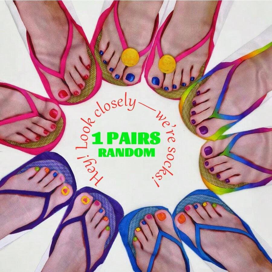 1 Pair Random Delivery Flip Flop Socks, Fun & Cute Gift, Funny Socks, Gag Gift, Crazy Socks, Suitable For Summer Outfit - Multicolor - View 1