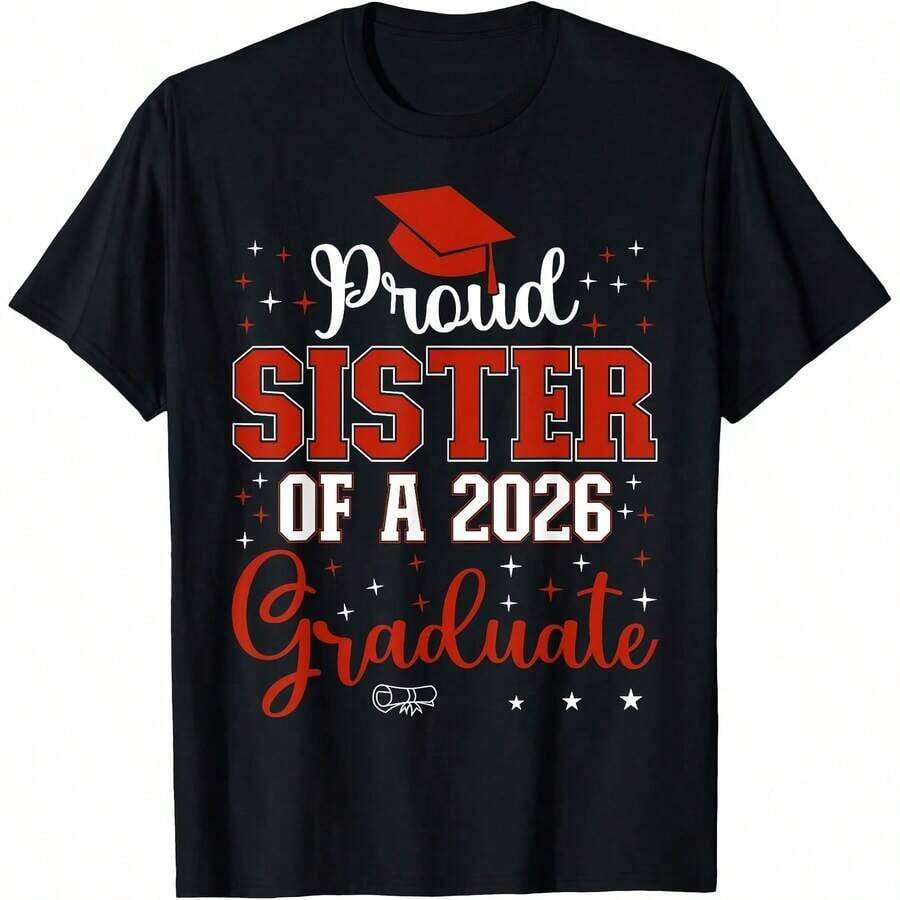 Orgulloso Abuelo de un Graduado de 2026, Camiseta para Familia Graduada de 2026, Ropa Cómoda para el Hogar, Moda Diaria, Ropa para Fiestas, Estilo Unisex, Camiseta de Regalo, Tallas S - XXXXL, Negra - Negro 9 - Ver 1