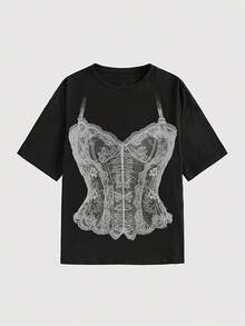 Camiseta 100% para mujer de manga corta ZT-124183 - Negro - Ver 1