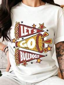 Camiseta de Animadora Lets Go , Ropa para Fanáticos para Días de Partido y Eventos Escolares, 100% algodón puro, Camiseta para Mujer - Blanco - Ver 7