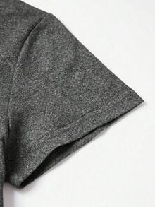 ¿Te importa si hago algo descuidado?Camiseta con Estampado Gráfico, Manga Corta, Cuello Redondo, Top Casual para Verano y Primavera, Ropa de Mujer - Gris Oscuro - Ver 4