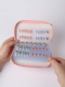 Nail Art Carrying Case, Dust-Proof Storage Box, Portable Nail Tip Display Organizer With Large Capacity Double-Sided Pages - View 3