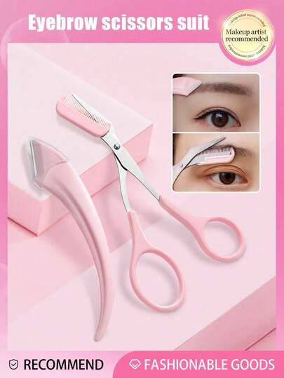 Eyebrow Trimming Kit, Stainless Steel Eyebrow Grooming Set With Tweezers, Razor, Scissors And Comb, Suitable For Beginners, All Skin Types, Unisex Eyebrow Shaper, Facial Hair Removal Beauty Tools For Shaping And Makeup