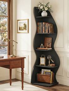 70-Inch Five-Layer Corner Bookshelf, Book Corner, Corner Display Cabinet, Room Decoration Shelf, Bedroom Decoration Shelf, Suitable For Living Room, Study And Bedroom, Easy To Install, Indoor Plant Stand, Modern And Simple Style - 黑色-升級款 - 查看 4