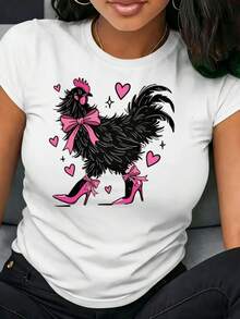 Blusa Casual para Mujer, Estilo Simple para Uso Diario, Camiseta de Moda para Mujer con Cuello Redondo y Manga Corta, Camiseta de Algodón Puro, para Salidas Casuales, Fiestas, Cómoda, Suave, - Blanco - Ver 5