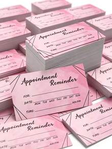 50pcs Pink Watercolor Appointment Reminder Cards, Fillable Customer Reminder Cards Suitable For Nail Salons, Eyelash Studios, Hair Salons, Spas And Small Businesses - Sets - View 6