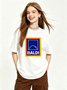 Camiseta de manga corta con cuello redondo suave y casual para mujer de verano |   BALDI, Aldi | Tops para salir, Estilo callejero europeo y americano, Casual deportivo, Estilo unisex, Estilo casual urbano, Tops bonitos, Generación Z, Curvas, Ropa Y2K, Camisetas divertidas, Tops de mujer, Conjuntos de vacaciones para mujer, Top lindo, Camiseta gráfica, Conjuntos de primavera, Camisetas holgadas, Ropa urbana retro, Estilo de los 90, Estilo de los 2000, Subcultura, Top negro, Tops blancos, Conjunto de fiesta de los 90. - Blanco - Ver 5