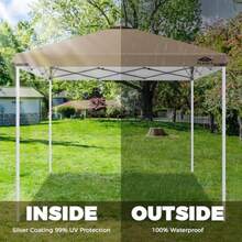 Toldo de Repuesto de 12x12 pies con Ventilación de Aire, Cubierta Superior de Carpa Impermeable y con Protección UV para Marco de Carpa de Patas Rectas - para Exteriores, Patio, Eventos, Ferias - Caqui - Ver 4