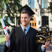 Regalo de graduación, Caja de regalo en efectivo para la clase de graduación, Conjunto de regalo de bendición en efectivo interesante, Adecuado para graduados universitarios y de escuela secundaria masculinos y femeninos para celebrar, Color negro y dorado - birrete doctoral - Ver 5