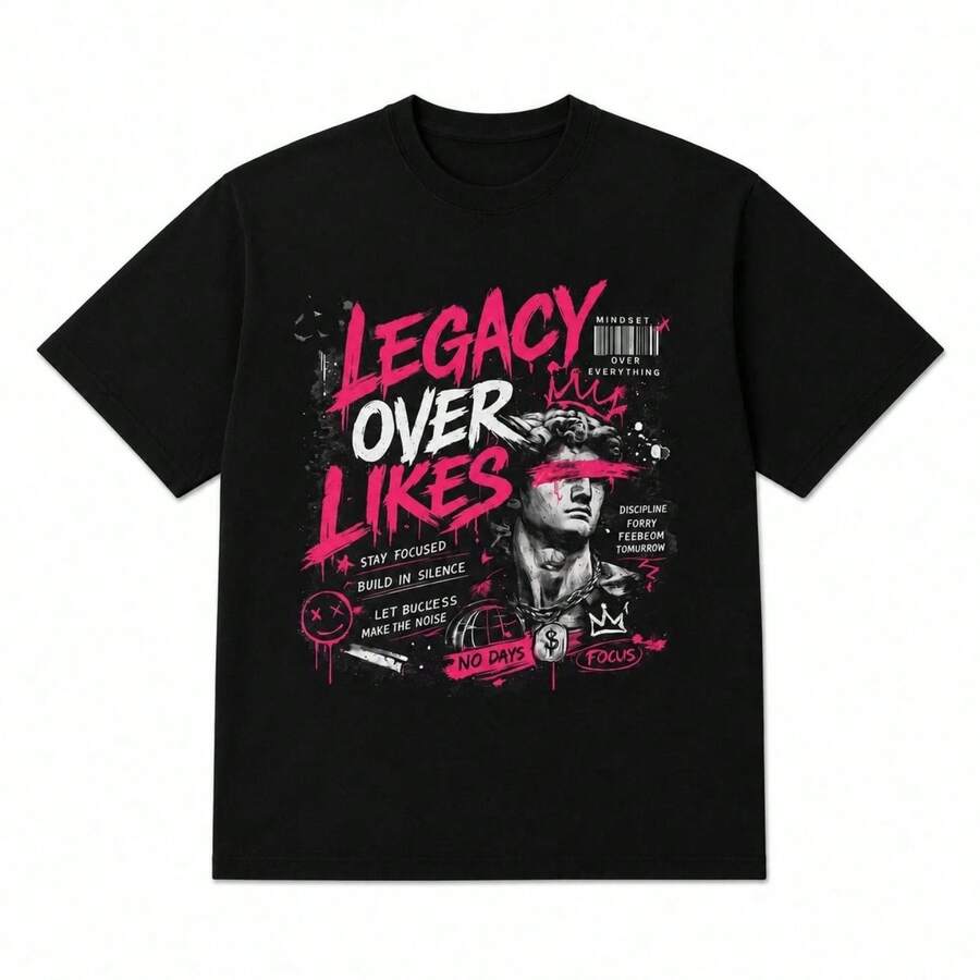 Printed T-Shirt For Men And Women - Black - View 1