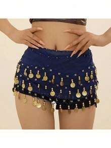 1 chiếc khăn quấn hông cho vũ công múa bụng, khăn quấn hông kiểu Ai Cập cho trang phục múa bụng, khăn voan múa bụng cho nữ, phù hợp cho yoga, zumba, múa bụng, váy ngắn đính sequin tua rua cho nữ - váy tua rua hologram. - Nhiều màu - Xem 12