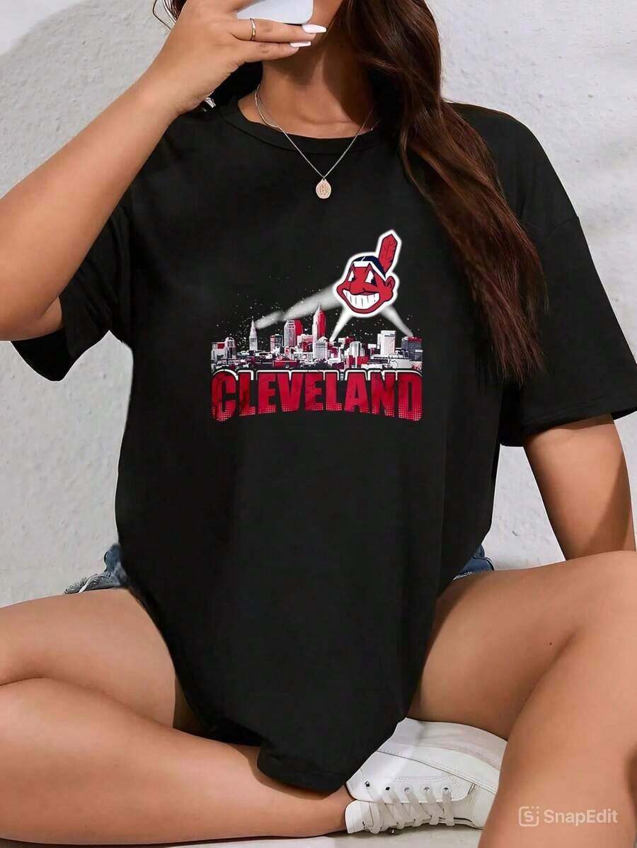 2026 Fashion Women's Quality Casual Cotton T-Shirt WornWell92 Cleveland Guardians Retro Baseball Logo Fan Progressive T-Shirt V50686, Men's And Unisex Basic T-Shirt - 黑色 6 - 查看 1