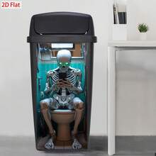 1 buah Stiker Tempat Sampah Bertema Robot Tengkorak 2D Datar Perekat Diri, Tahan Air, Stiker Dekorasi Tahan Air Perekat Diri PVC, Mudah Dikupas dan Ditempel, Cocok untuk Dekorasi Dinding Rumah, Dapur, Dekorasi Tempat Sampah, Pengorganisasian Rumah, Penyimpanan Dapur - A - View 3
