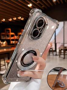 MewTrek 奢華電鍍透明手機殼，附磁吸支架環，矽膠防摔軟殼，適用於 iPhone、Galaxy 以及 Redmi/Honor/MOTO 等手機 - 銀色 - 查看 4