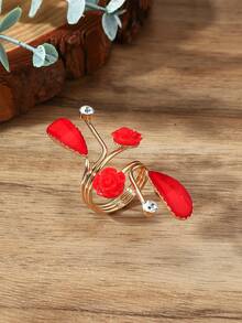 1 pieza Anillo de flor en espiral elegante y minimalista de moda - Dorado - Ver 14