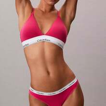 Calvin Klein CalvinKlein Icon Logo 3-Pack Low Rise Thong Underwear  Women  Panties QD5209 - Stencil / Dark Berry - 查看 3