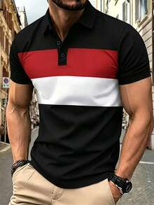 男士撞色短袖休闲通勤 Polo 衫，夏季 - 彩色 - 查看 3