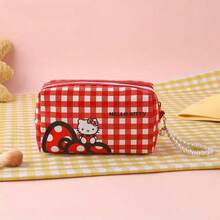 Bolsa de cosméticos con licencia oficial de Sanrio Hello Kitty, adorable bolsa de almacenamiento con diseño de patrón de Kitty, conveniente para llevar artículos personales con diseño de asa - Ver 5