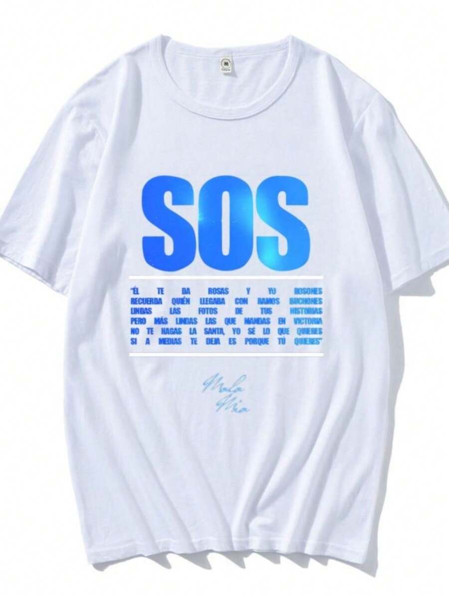 Women's Blouses Fuerza Regida Band T-Shirt New Album Mala Mia SOS Tee-Shirt Hip Hop Rapper Singer Tee Short Sleeve Oversized Unisex Cotton Tops - 白色 - 查看 1