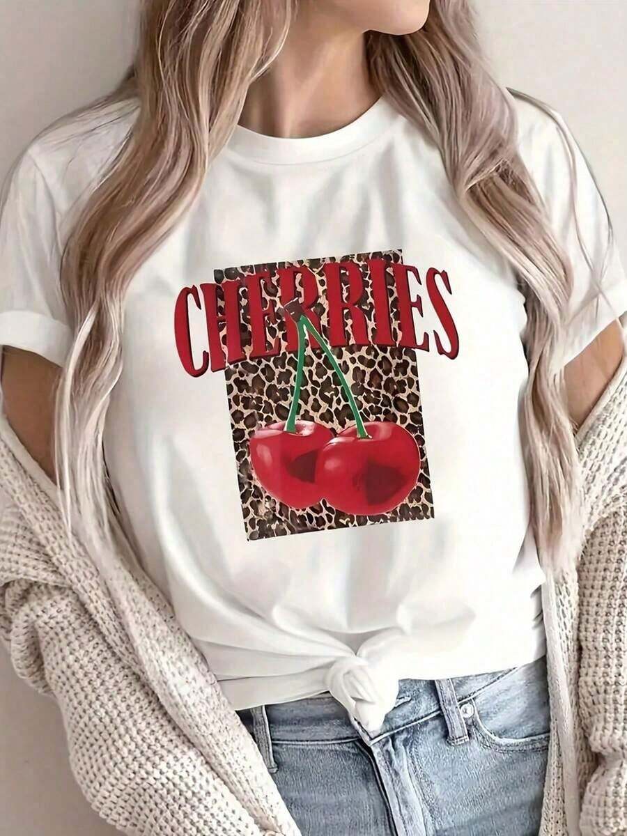 Women's Vintage T-Shirt, White, Printed, 180 G/M², 100% Cotton, Round Neck, Casual And Relaxed Fit, PriFashion - 白色 6 - 查看 1