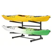 BouPower Heavy-Duty Freestanding Kayak Rack – Industrial Steel Bracket Stand – 2-Tier Storage For Kayaks, Canoes, Support & Paddleboards – Weather-Resistant For Garage, Dock, Or Canopy - Black 2-tier - View 1