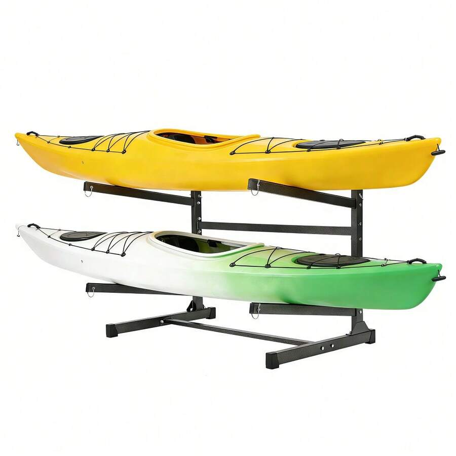 BouPower Heavy-Duty Freestanding Kayak Rack – Industrial Steel Bracket Stand – 2-Tier Storage For Kayaks, Canoes, Support & Paddleboards – Weather-Resistant For Garage, Dock, Or Canopy - Black 2-tier - View 1