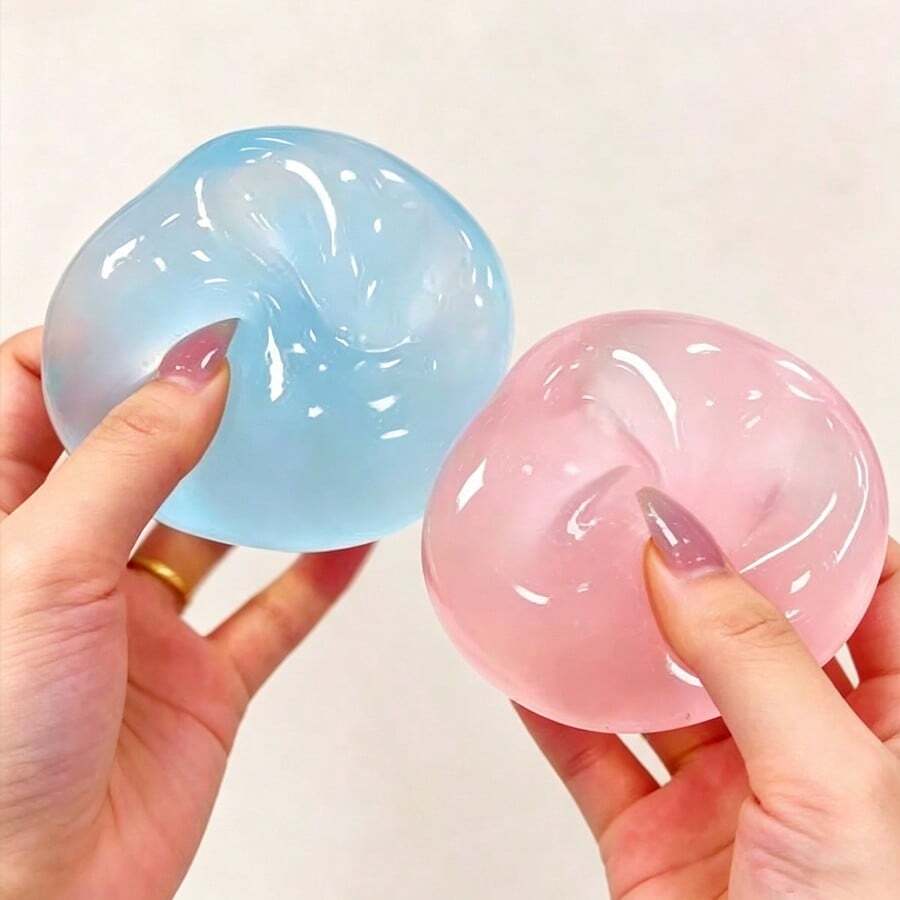 1pc Pink Sakura Coconut Oil Handmade Stress Relief Squeeze Toy, Blue Moldable Relaxation Fidget Toy
