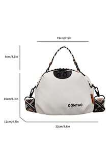 1pc Versatile Small Crossbody Bag/Shoulder Bag With Floral Design, Suitable For Outing, Travel, Vacation, Shopping - Black and White - View 2
