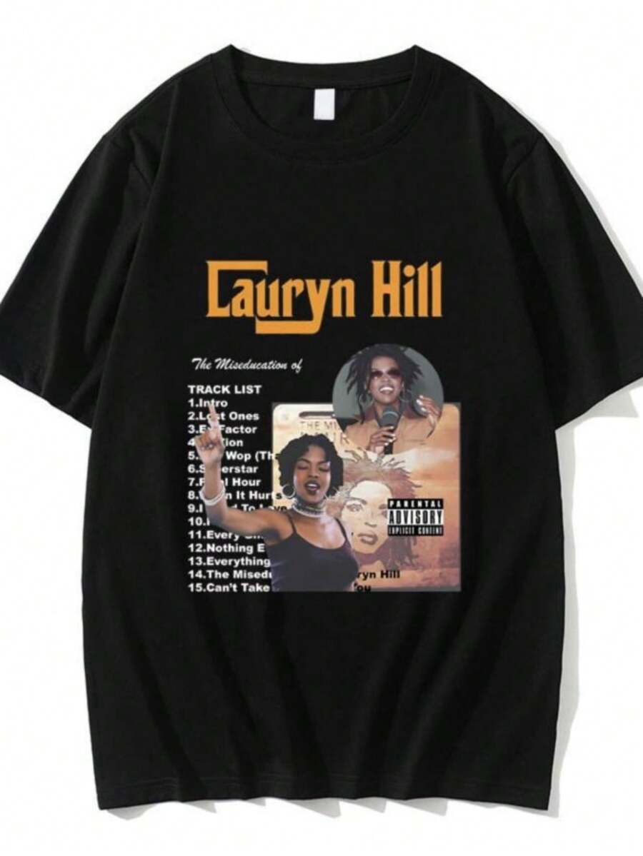 playeras de mujerVintage 90s Comic Style Lauryn Hill Inspired The Miseducation of Lauryn Hill Graphic Tshirt Men Women Hip Hop Oversized T-shirt - Negro - Ver 1