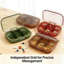 Caja de Medicinas Portátil Sellada - Fácil de Guardar en Bolsillos, Bolsos y Carteras, Esencial para Medicación Diaria y Viajes de Negocios, Caja de Almacenamiento de Medicinas con Diseño de Partición de 6 Compartimentos - Pastillero portátil de PP reforzado - Ver 2