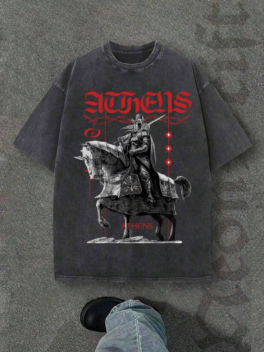 New 2026 Model, 100% Washed Cotton, Urban Casual Style, Suitable For Parties Or Festivals, Soft And Breathable Fabric, Modern Print Design, Unisex, Lightweight And Comfortable To Wear, Vintage Fashion Design. - Black - View 1
