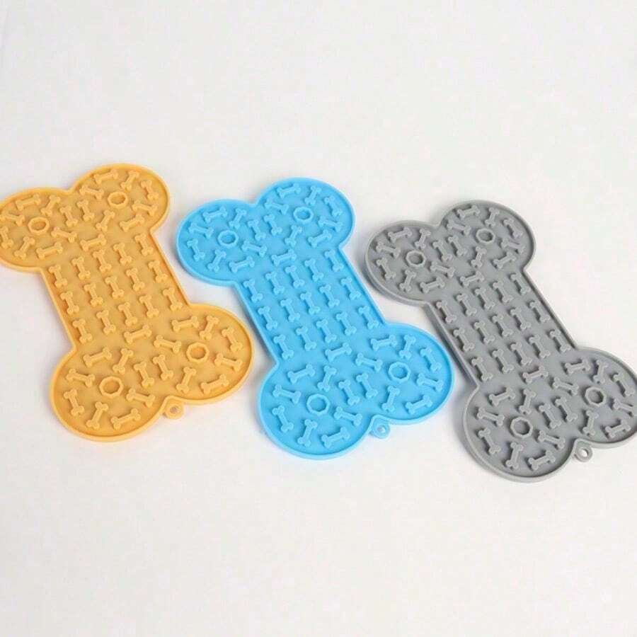 1pc Durable Interactive Pet Licking Pad, Silicone Slow Eating Mat For Dogs & Cats, Wall Stick Suction Feeding Plate For Bath Time, Boredom Breaker Puppy Stuff, Easy To Clean - Blue - View 1