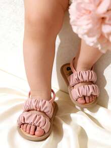 Giày sandal mùa hè đế mềm cho bé gái, giày bệt dự tiệc cưới, giày tập đi cho bé sơ sinh, giày tập đi trong nôi. - Màu Hồng baby - Xem 3