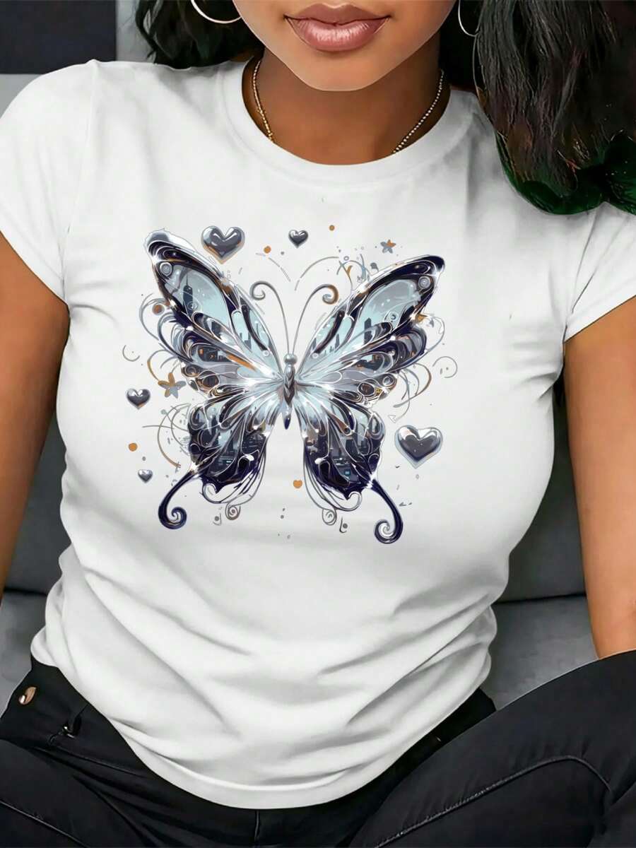 Women's Casual Blouse, Simple Style For Everyday Wear. Pure Cotton Women's T-Shirt, Suitable For Sports And Fitness, Parties And Fashion. Comfortable, Soft, Simple For Everyday Wear, Short Sleeve. - 白色 - 查看 1