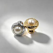 1pc French Retro Wheat Ear Cabinet Knob, Elegant Pearl Inlaid Drawer Pull, Decorative Furniture Door Handle For Vanity, Wardrobe, Jewelry Box, Storage Box, Home Hardware Decor - A - View 1