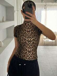 Camiseta sin mangas de verano para mujer, de cuello alto, ajustada y casual - Multicolor - Ver 3