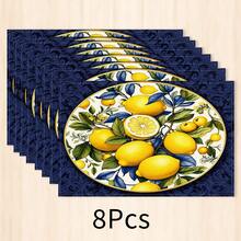 1pc Lemon Striped Linen Placemat, Breakfast Mat, Coffee Coaster, Bowl Pad, Kitchen Accessory, Easy To Clean Dining Mat, Suitable For Home, Restaurant, Dining Decor, Holiday Gift, Gift For Friends, Multi-Piece Set - Multicolor - View 12