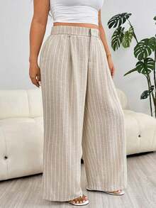Pantalones casuales a rayas para mujer de talla grande, adecuados para exteriores, uso diario, fiestas, viajes, bodas, festivales de música, vuelta al colegio, graduación, vacaciones en la playa, ropa urbana, ropa de estar en casa, compras, paseo - Albaricoque - Ver 4