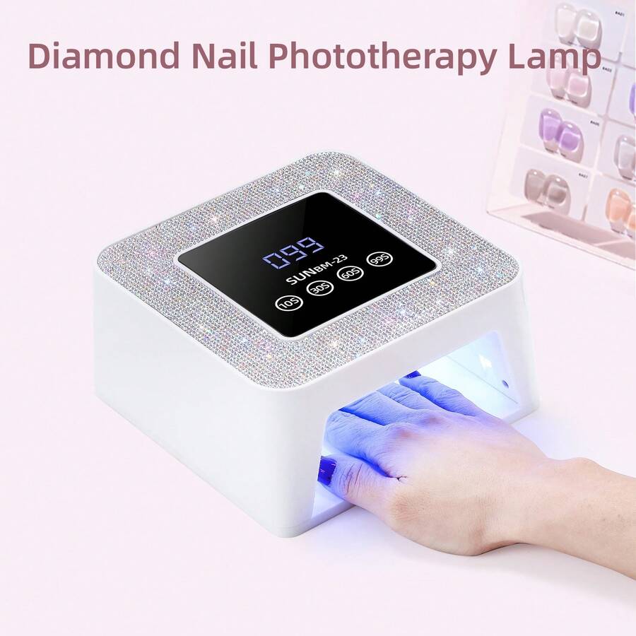 UV LED美甲灯 专业美甲烘干灯 快速固化灯 AB水钻 自动感应器 4档定时设置 凝胶指甲油烘干灯 适用于美甲沙龙和家庭美甲