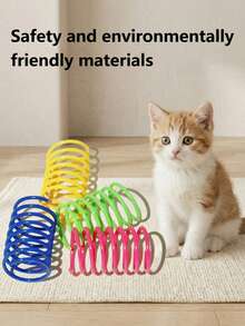 2/10/20/50/100个装彩色塑料弹簧互动猫玩具，猫咪用品，猫咪螺旋弹簧/沙沙纸玩具，创意玩具，让猫咪保持娱乐和健康，耐用彩色塑料玩具，适合幼猫，情人节/宠物礼物 - 查看 2