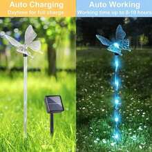 1 Solar-Powered Butterfly LED Garden Light - A Vibrant, Colorful Outdoor Decorative Stake Perfect For Patios, Pathways, And Lawns - Creates A Lasting Ambiance And Adds Charm To Pathways Colorful Butterfly Lights With A Stylish Design; The Butterfly Decoration Complements A Variety Of Settings - Butterfly - View 8