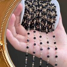 1m Colorful Glass Crystal Chain, Dreamy Purple Copper Crystal Chain Suitable For DIY Handmade Jewelry Making, Necklace, Bracelet, Clothing Accessories - DIY Chain - View 5