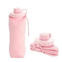 Silicone Folding Water Bottle - Portable Outdoor Sports Travel Water Jug, Telescopic Cup And Flip-Top Cup, Folding Water Bottle - 粉紅色 - 查看 2