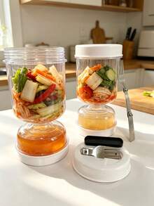 1pc Pickle Jar, Fermentation Container With Strainer And Flip Lid - Leak-Proof Seal For Pickling Cucumbers, Olives, Onions, Carrots - Reusable Kitchen Storage And Meal Prep, Food Container, Stylish Kitchenware - View 6