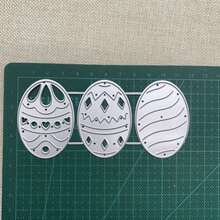 Modello di taglio in metallo raffinato a forma di uovo, coniglio di Pasqua, uova di Pasqua, fiori e pizzo, modello di taglio adatto per scrapbooking, decorazione di album, taglio di carta goffrata e realizzazione di biglietti. - MC963 - Visualizzare 4