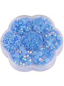 每盒5000顆，2mm、3mm、4mm、5mm、6mm共5種尺寸。花形盒裝平底水晶水鑽，多色水晶寶石，珠寶珠飾，玻璃藝術貼紙。適用於衣服、包包、鞋子、杯子、手機殼、手工藝品和DIY裝飾 - 5000件 - 查看 64